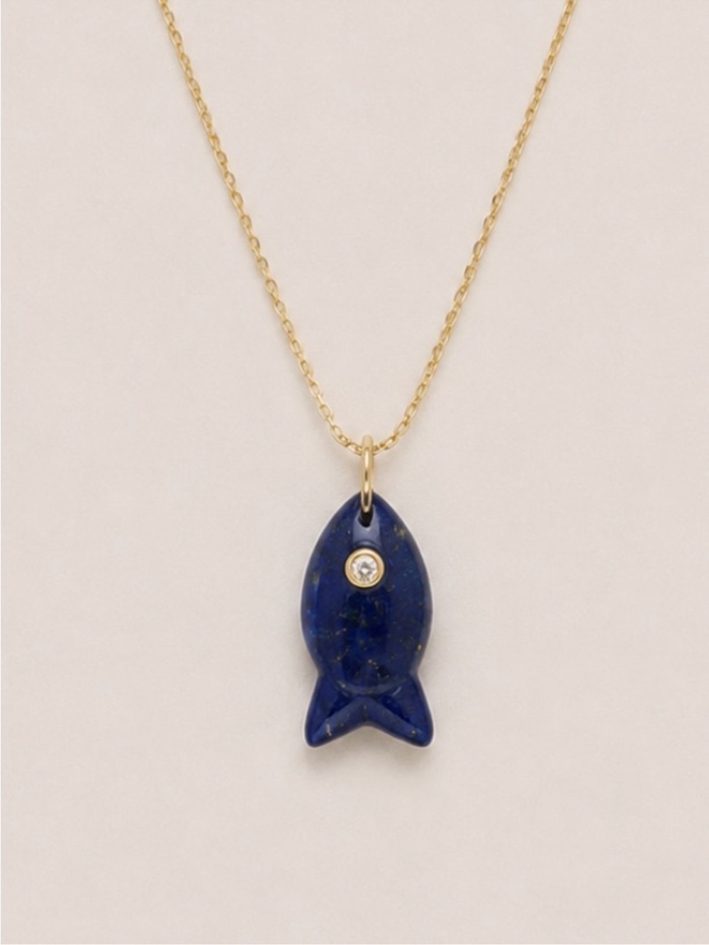 New! Navy Fish Sardine Pendant 18K Gold Plated Necklace NWOT